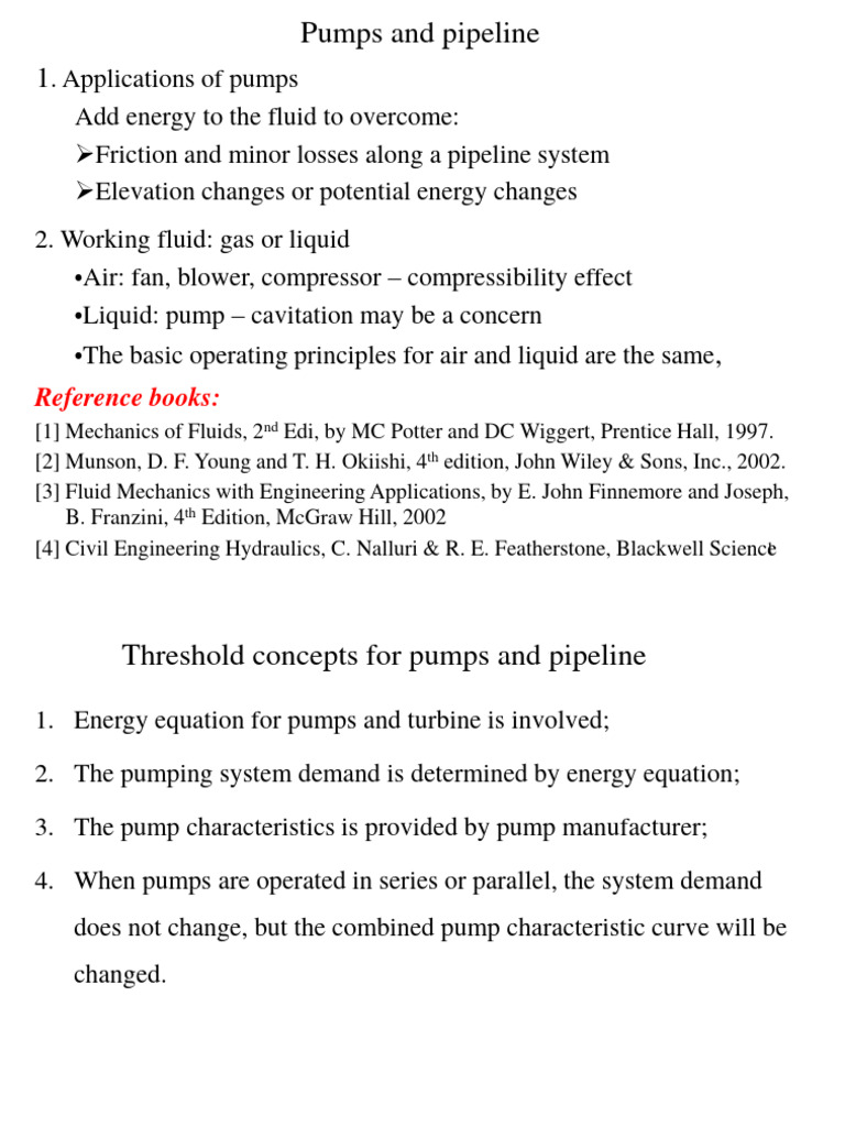 Pump and Pipeline Fundamentals | PDF | Pump | Hydraulics