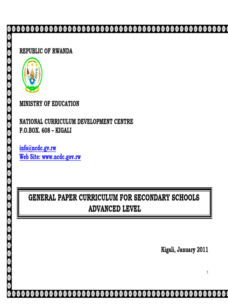 Rwanda Secondary General Paper Curriculum | PDF | Educational ...