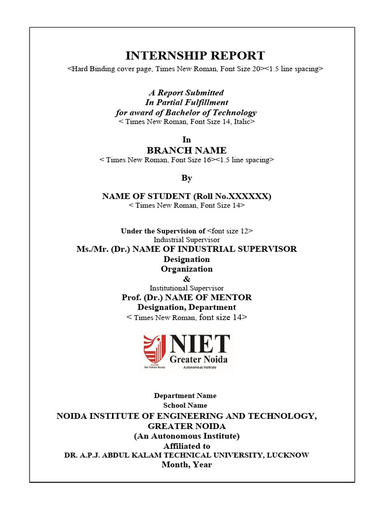Final B.tech. Internship Report Sample Format-3 | PDF | Computing ...