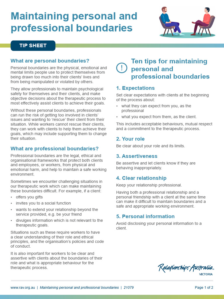 Maintaining Professional Boundaries Tip Sheet 21079 Web Download Free