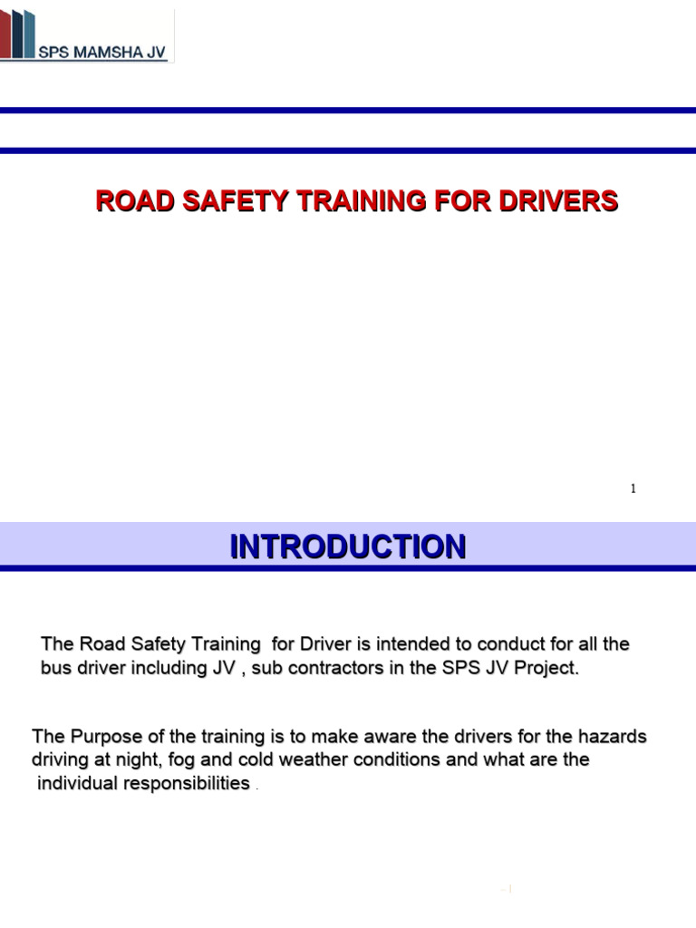 Driver Road Safety Training Guide | PDF | Headlamp | Road
