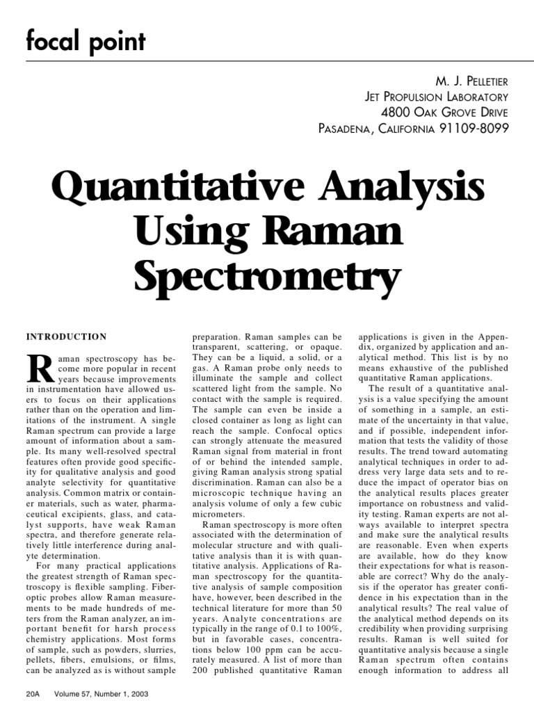 Pelletier 2003 Quantitative Analysis Using Raman Spectrometry ...