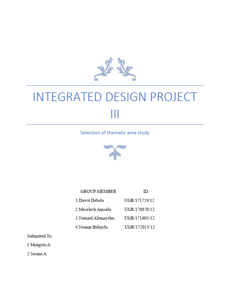 Integrated Design Project III: Selection of Thematic Area Study | PDF ...