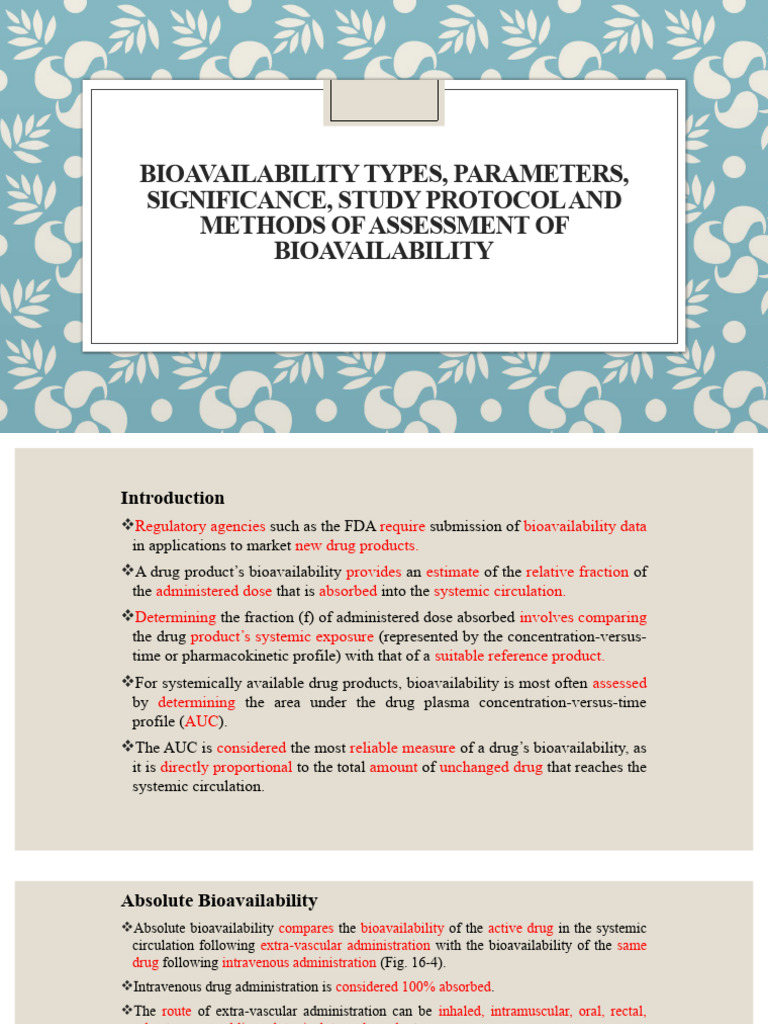 Bioavailability and Bioequivalence - 2 - Types, Methods, Protocol | PDF ...