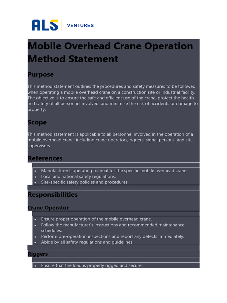 Mobile Overhead Crane Safety Guidelines | PDF | Crane (Machine) | Safety