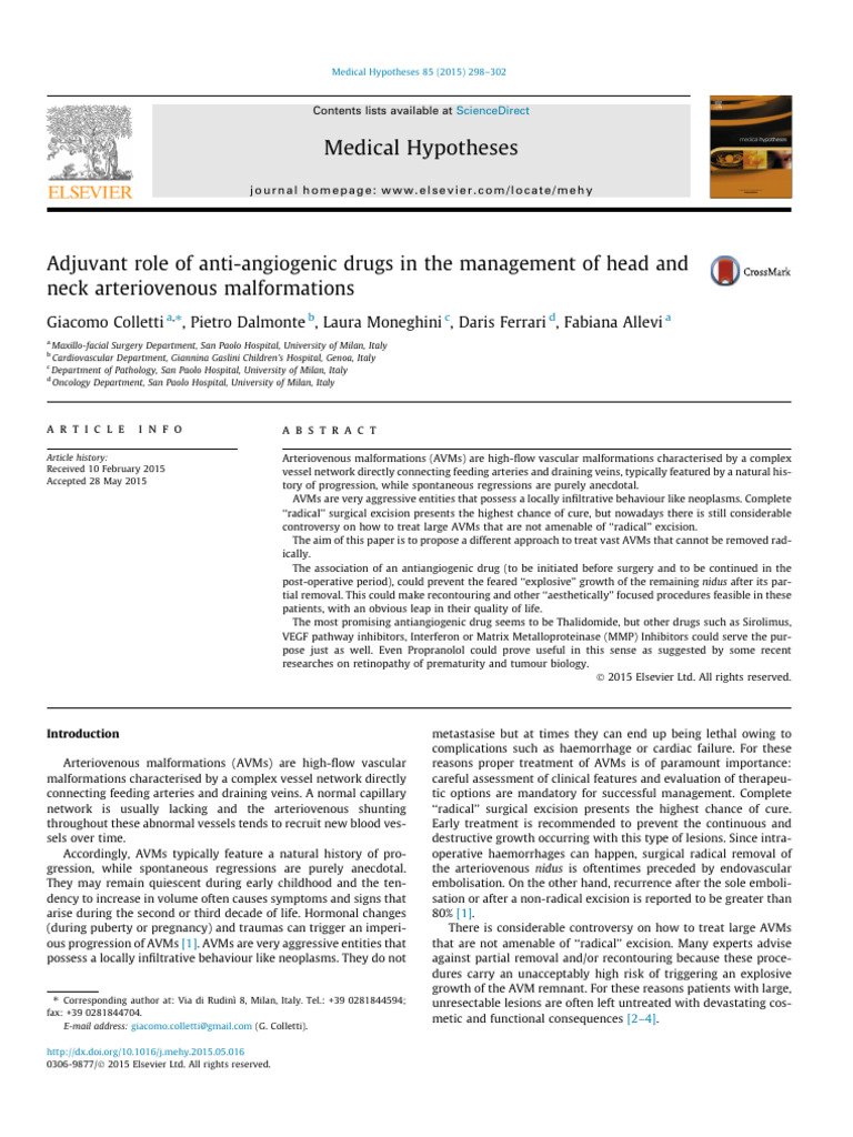 Adjuvant Role of Anti-Angiogenic Drugs in The Management of Head and ...
