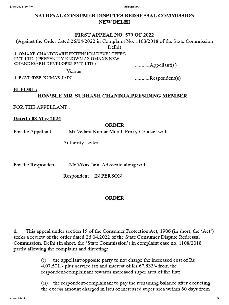 Appeal Against Consumer Dispute Order | PDF | Appeal | Justice