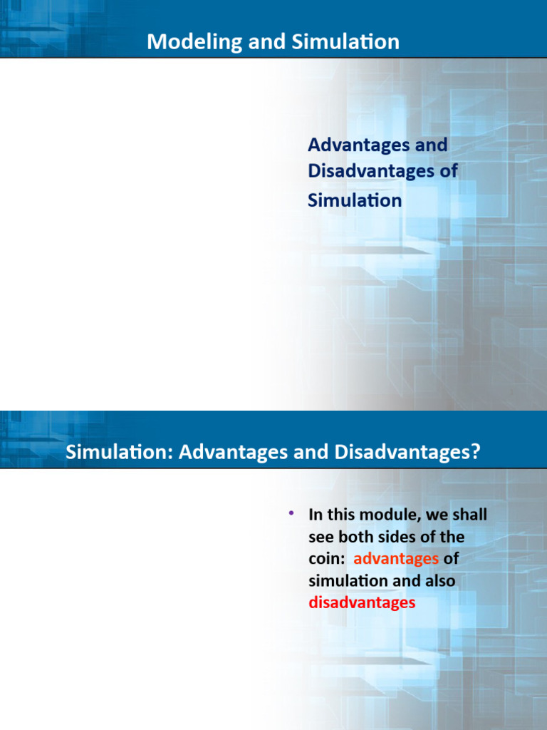 Advantages and Disadvantages of Simulation | PDF | Simulation | System