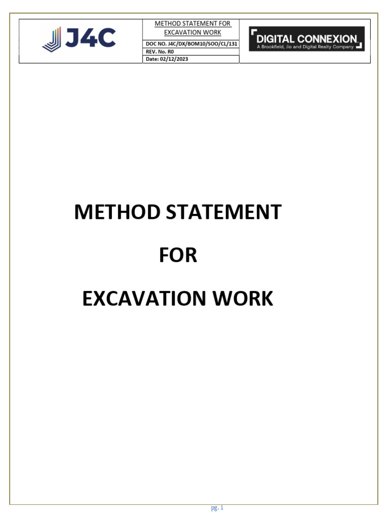 Excavation Work Method Statement | PDF | Flood