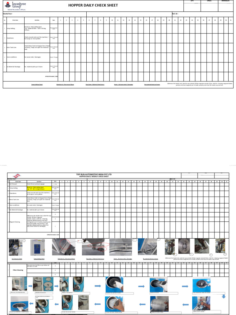 Hopper Daily Check Sheet Template | PDF