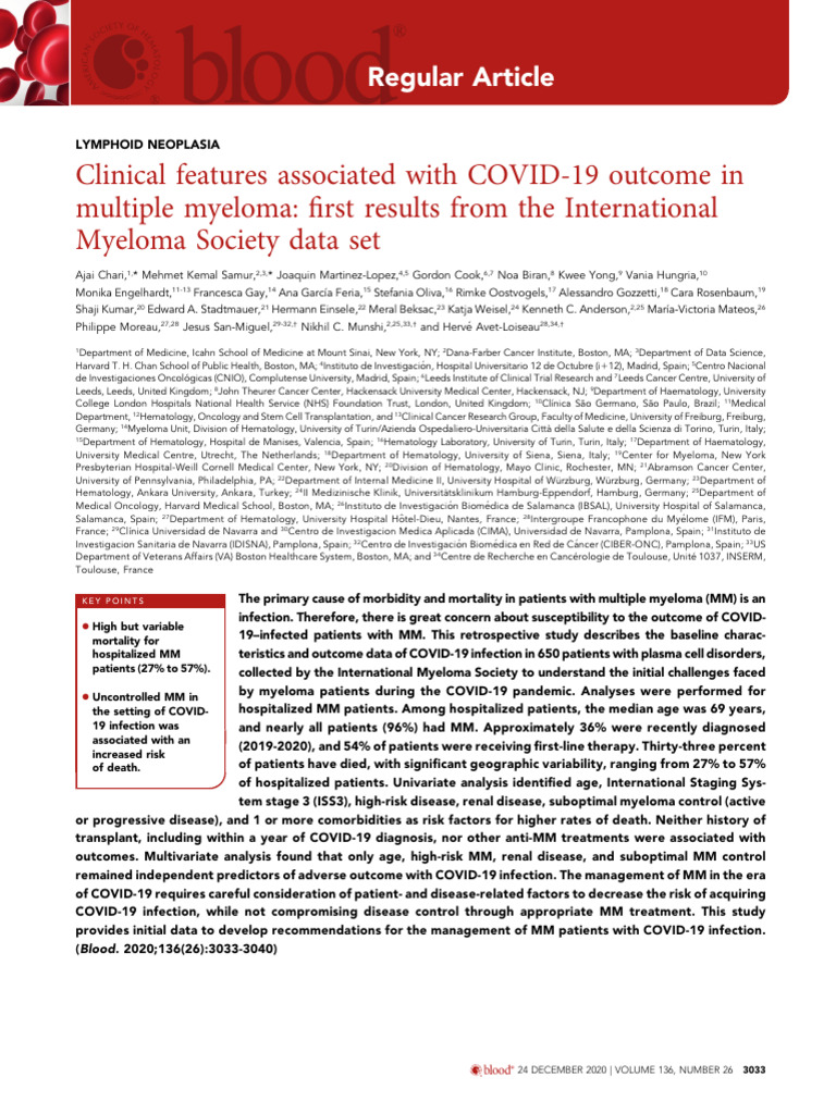 1 s2.0 S0006497120839044 Main | PDF | Multiple Myeloma | Diseases And ...