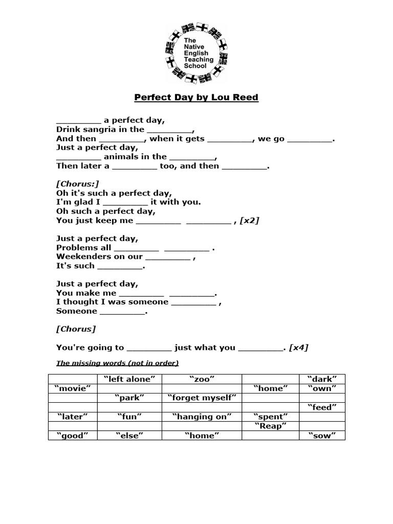 Perfect Day - Student's | PDF