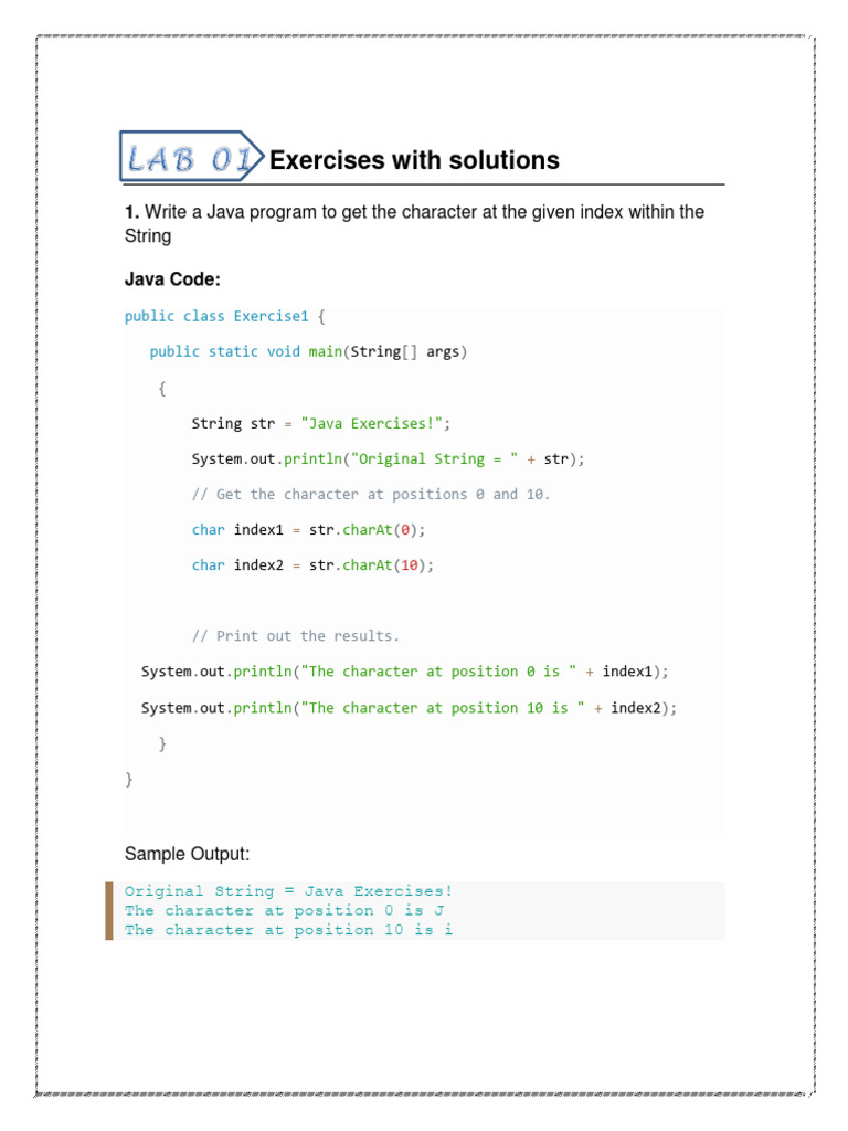 Java String Exercises with Solutions | PDF | String (Computer Science ...
