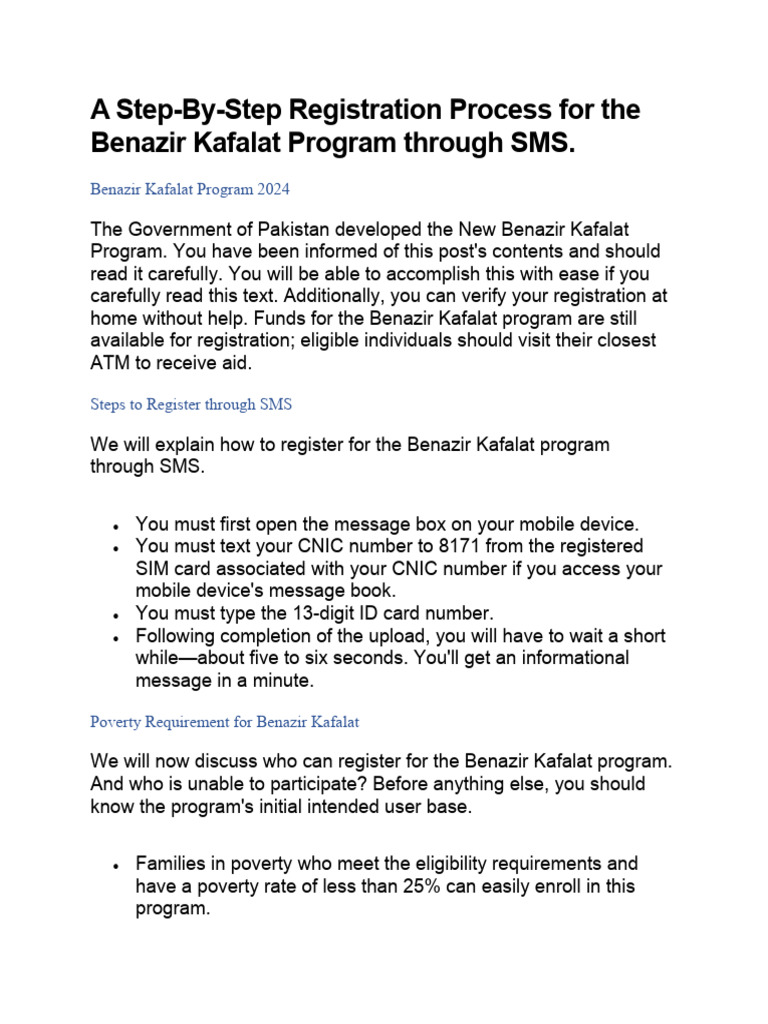 Benazir Kafalat Program Registration Guide | PDF | Cyberspace | Computing