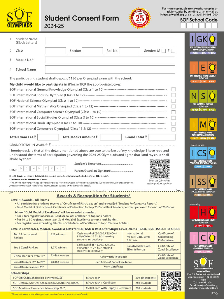 Sof Student Consent Form Scf PDF