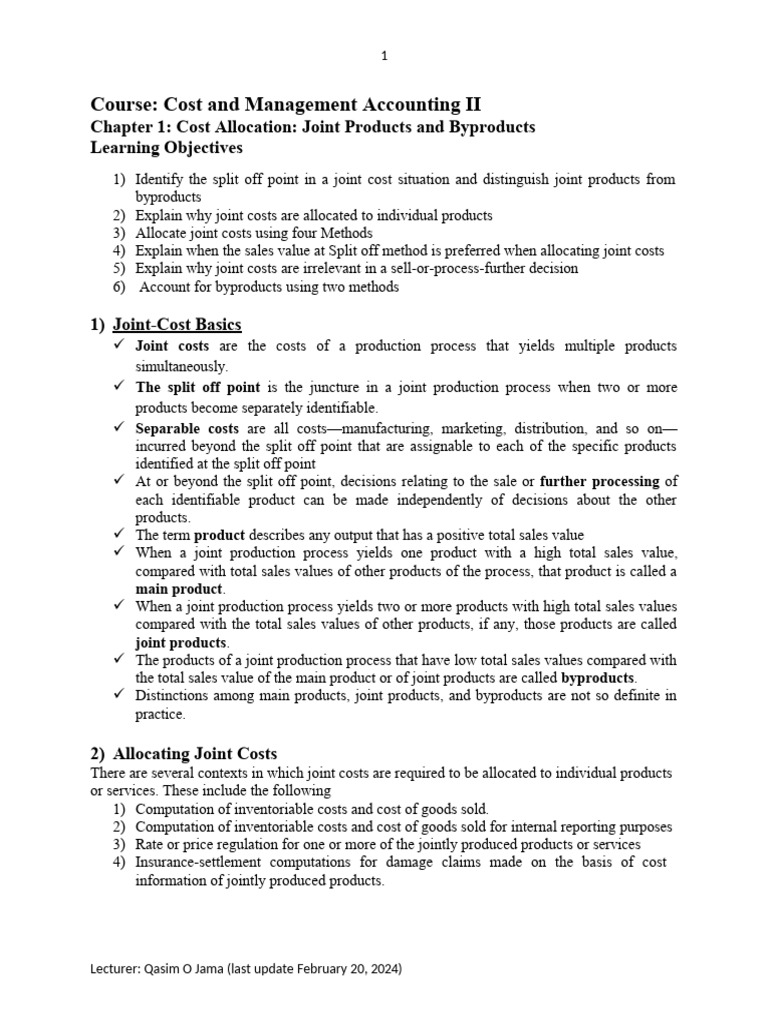 Joint Cost Allocation in Accounting | PDF | Gross Margin | Economics