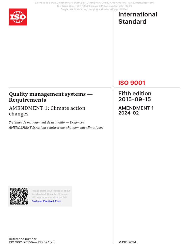 ISO 9001 2015 Amd 1 2024 (En) | PDF | International Organization For ...