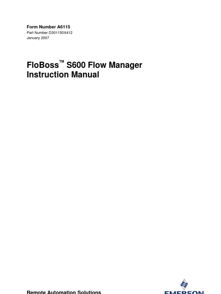 FloBoss S600 Flow Manager Instruction Manual (A6115) | PDF