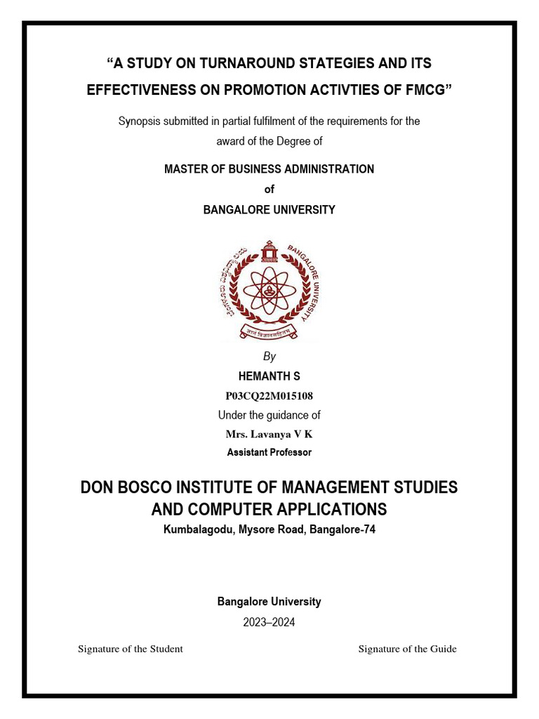 FMCG Synopsis 1 | PDF | Sampling (Statistics) | Demand