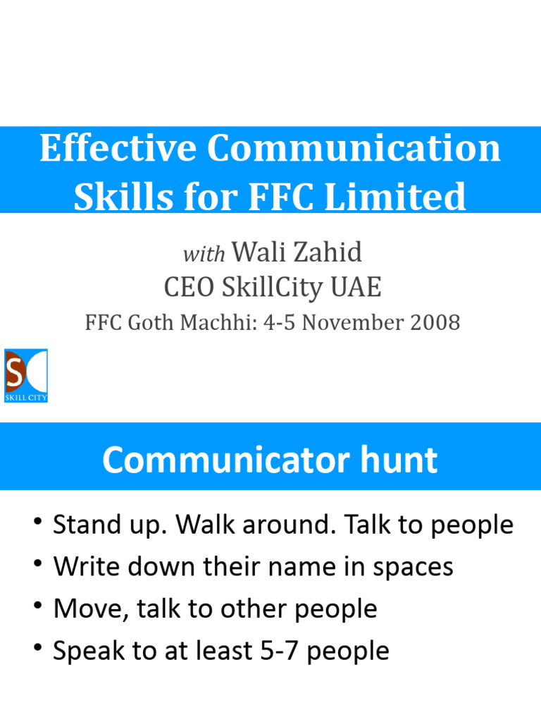 1 Wali's FFC Communication | PDF | Communication | Body Language