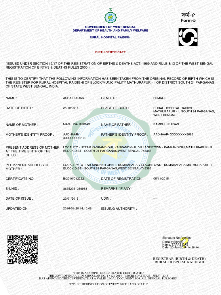 BIRTH CERTIFICATE SAMPLE PDF FREE DOWNLOAD visual data 2