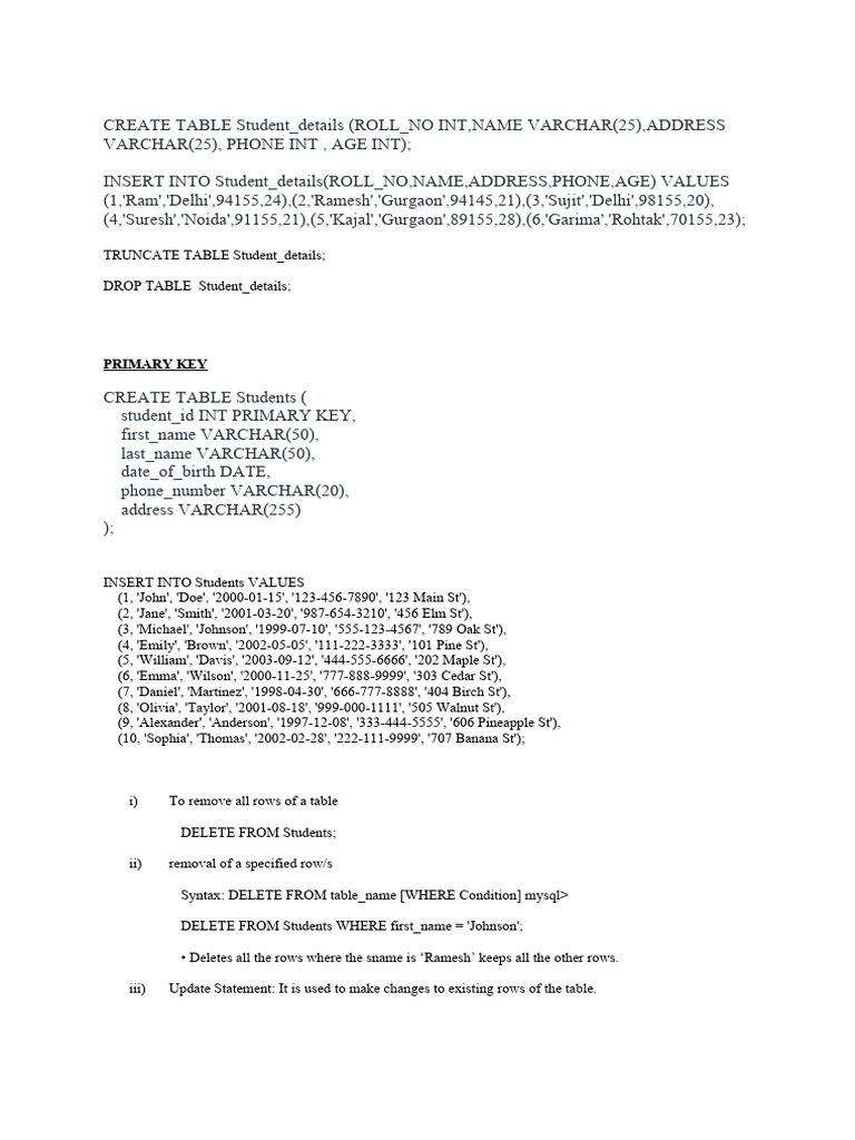 SQL Database Management Guide | PDF | Table (Database) | Deposit Account