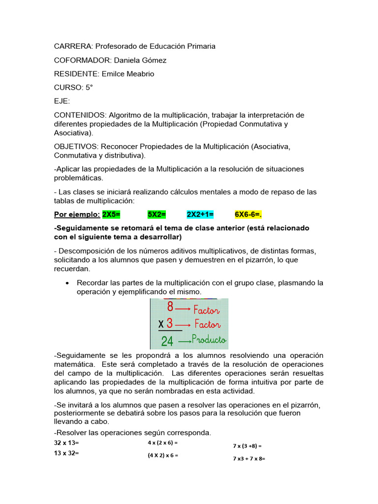 Algoritmo de Multiplicación en Clase | PDF | Multiplicación | Matemáticas