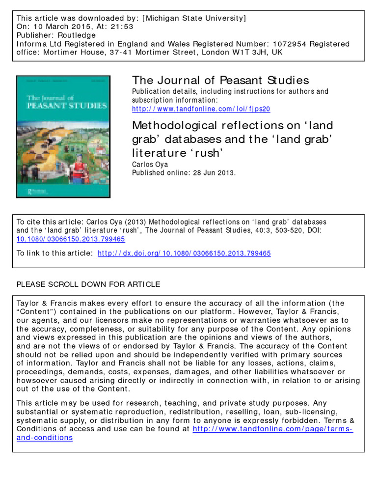 Methodological Reflections On Land | PDF | Bias | Academic Journal