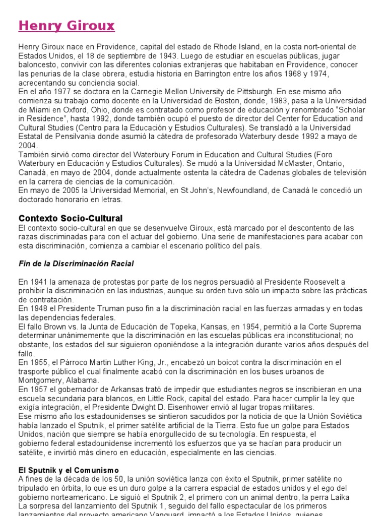 Henry Giroux PDF Lyndon B. Johnson Conocimiento