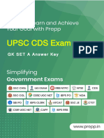Upsc Cds Exam: GK Set A Answer Key