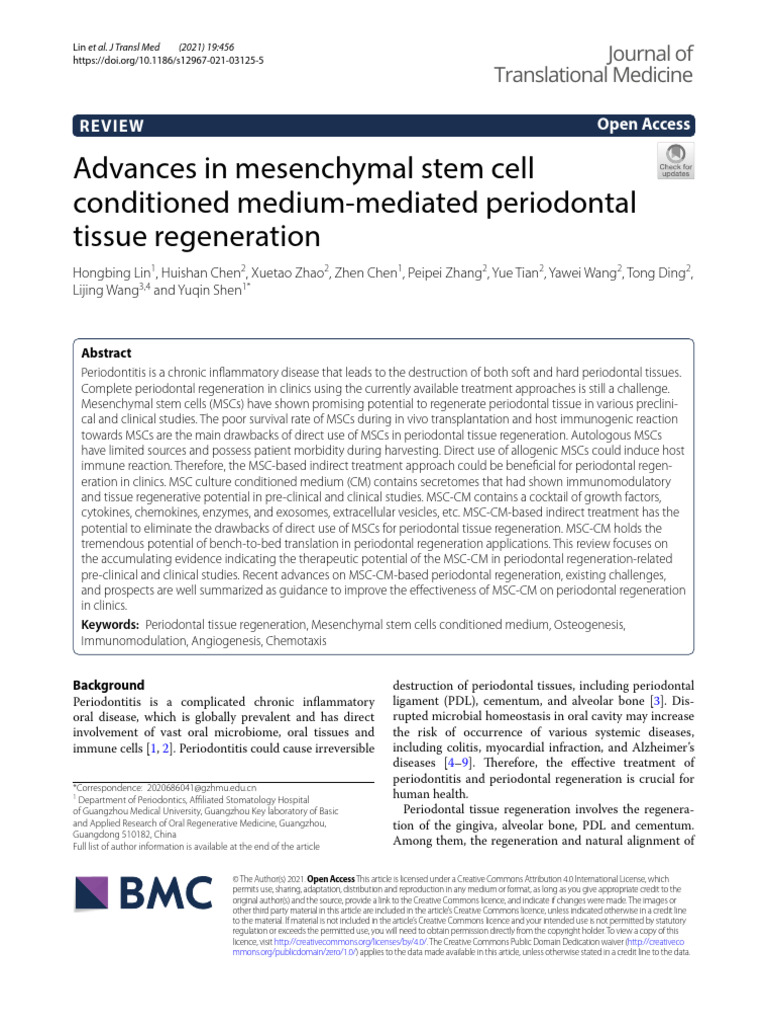 Advances in Mesenchymal Stem Cell Conditioned Medium-Mediated ...