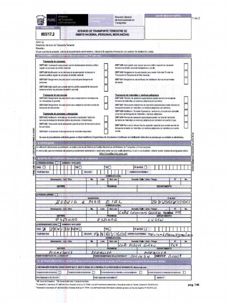 Documentos Inscripcion de Conductores MTC | PDF
