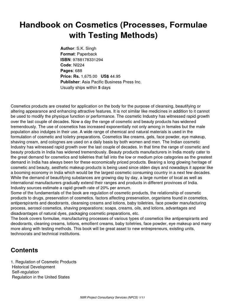 Cosmetics Handbook: Formulas & Testing | PDF | Cosmetics | Surfactant