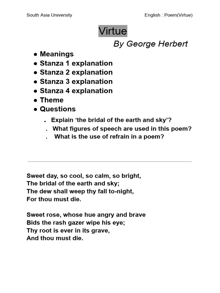 Analysis of George Herbert's 