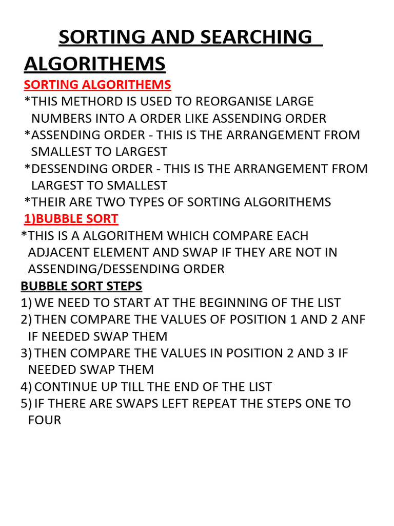 Sorting and Searching Algorithms | PDF
