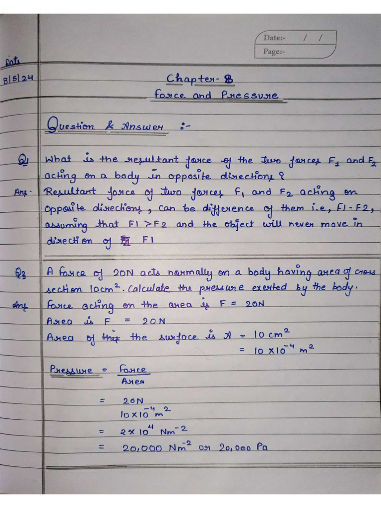 Ch 8 Force And Pressure Pdf