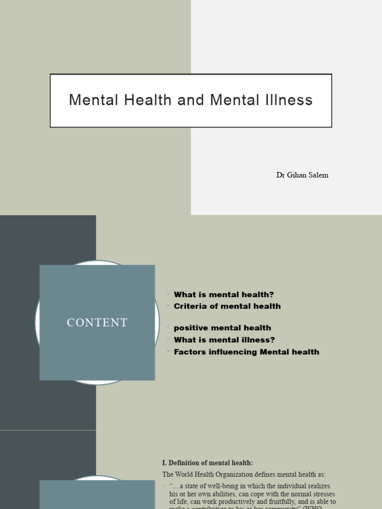 Understanding Mental Health and Illness | PDF | Mental Disorder ...