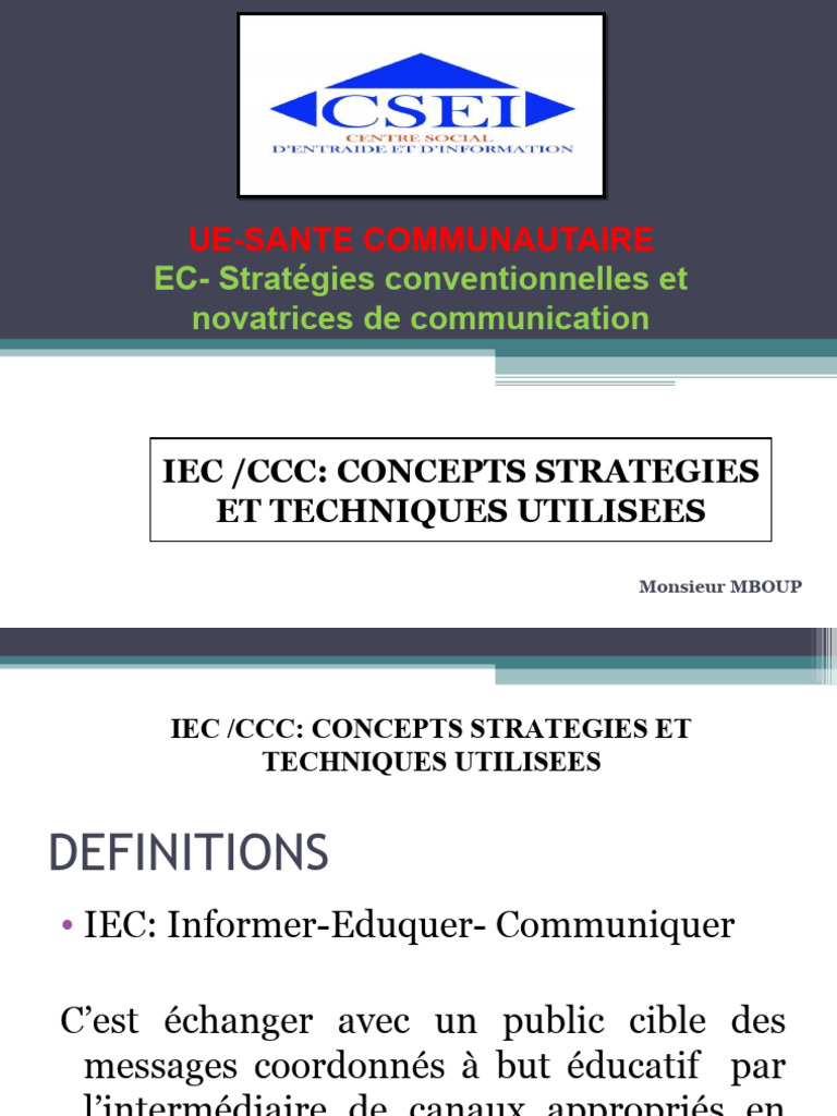 IEC et CCC : Stratégies de Communication | PDF | la communication ...