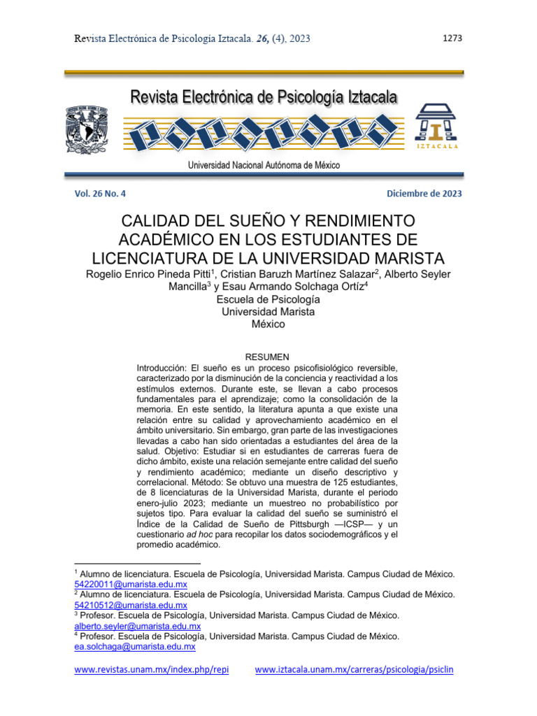 Calidad del sueño y rendimiento académico | PDF | Trastorno mental | Dormir