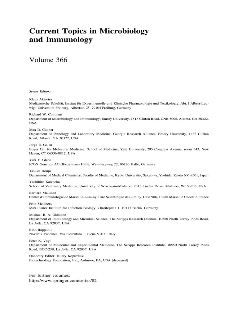 Current topics in microbiology and immunology for further volumes