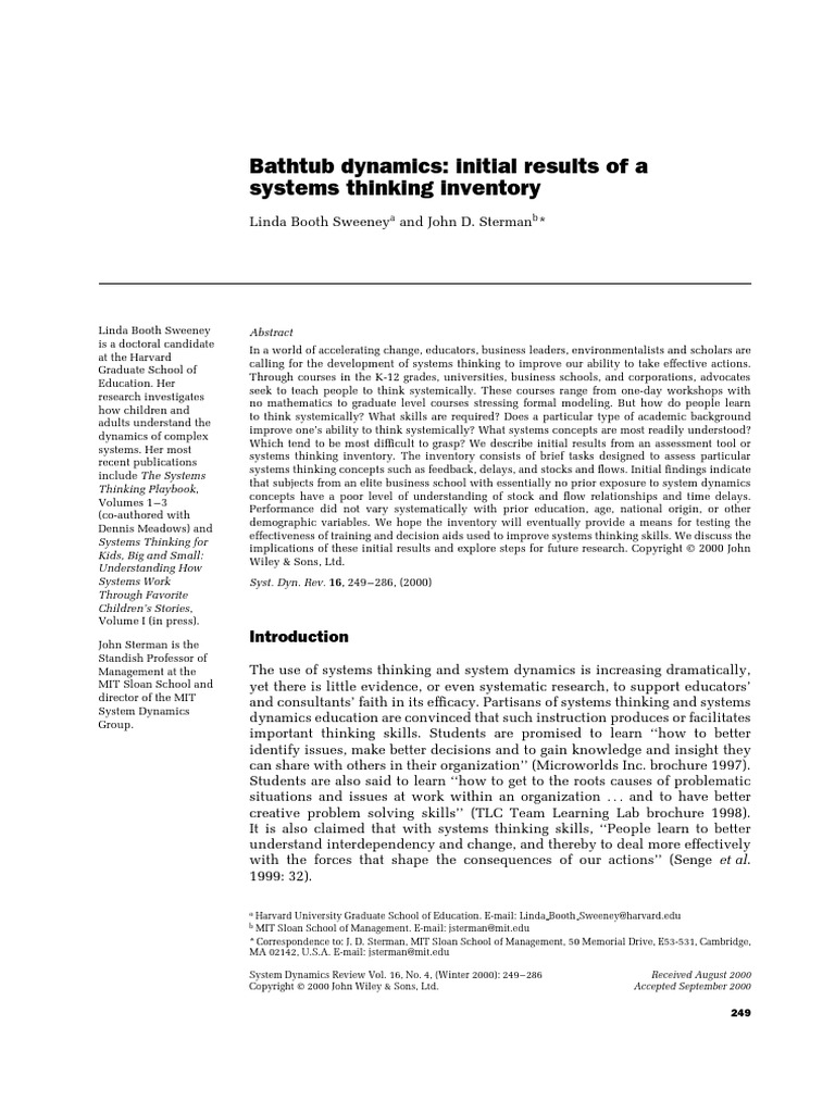 Libro. System Dynamics Review - 2001 - Bathtub Dynamics Initial Results ...