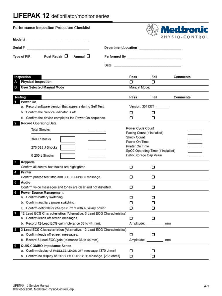 Desfibrilator - Lifepak 12 - Checklist | Download Free PDF | Electrical ...