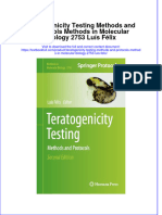 Download full chapter Teratogenicity Testing Methods And Protocols Methods In Molecular Biology 2753 Luis Felix pdf docx