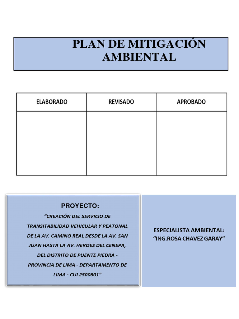 Plan de Mitigación Ambiental Obrajillo | PDF | Residuos | Entorno natural