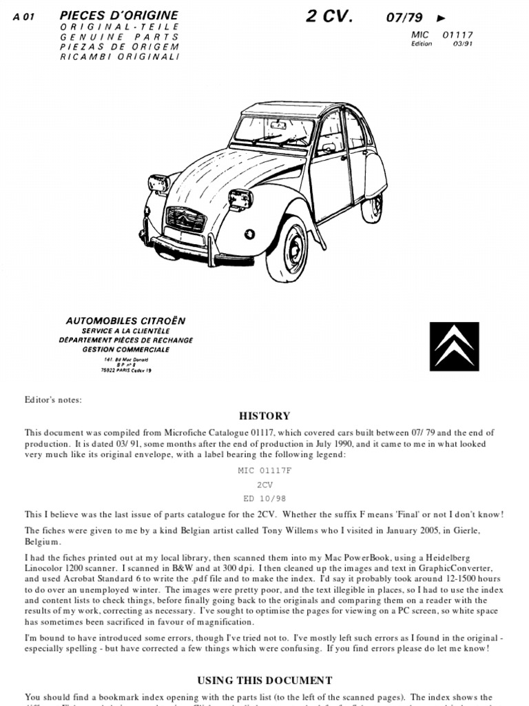 Manual Peças Citroen 2CV | PDF | Microform | Computing