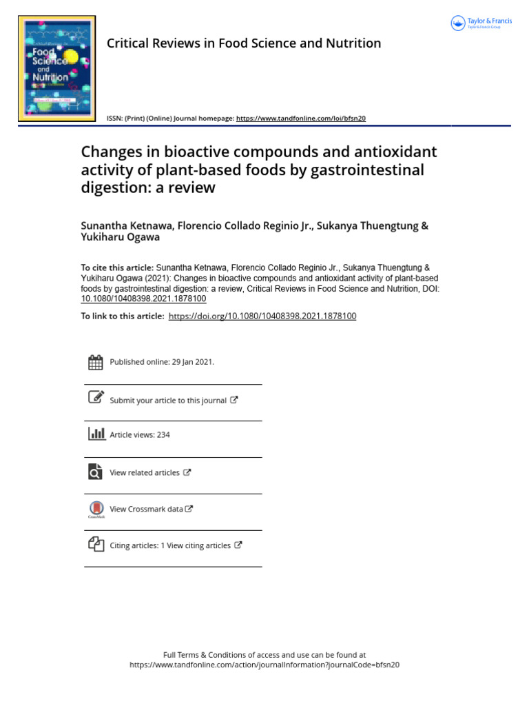 Bioactive Compounds in Plant Foods | PDF | Polyphenol | Antioxidant