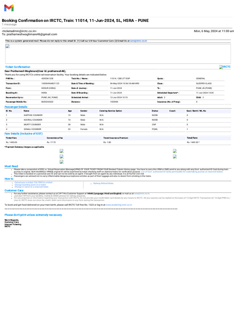 NOSB Meaning in Railway Tickets | PDF | Service Industries