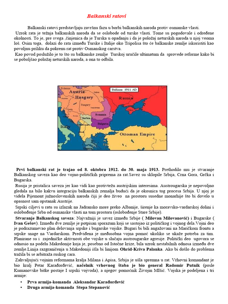 Balkanski Ratovi Malo Prera eno PDF