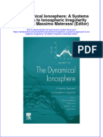 PDF The Dynamical Ionosphere A Systems Approach To Ionospheric Irregularity 1St Edition Massimo Materassi Editor Ebook Full Chapter