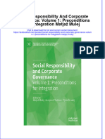 PDF Social Responsibility and Corporate Governance Volume 1 Preconditions For Integration Matjaz Mulej Ebook Full Chapter